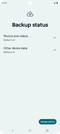 Press Manage backup.