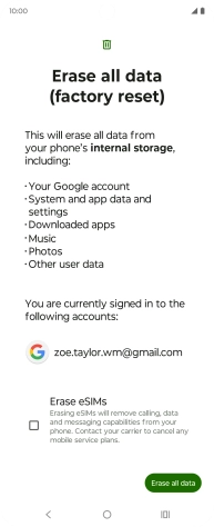 Press Erase all data. Press Erase all data.