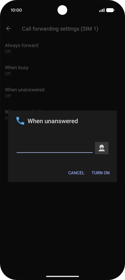 Key in +447836121121 and press TURN ON. Key in +447836121121 and press TURN ON.