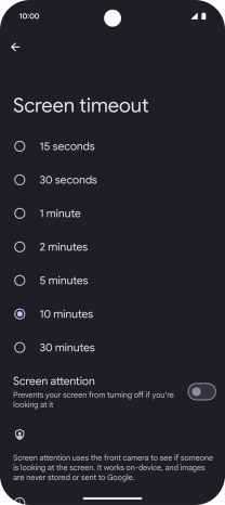 Press the required setting.