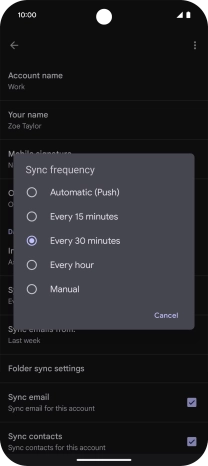 Press the required setting.