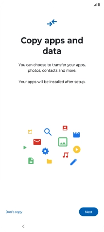 When this screen is displayed, your phone is ready to restore content from a Google One backup.