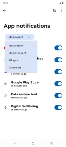 Press the required setting.
