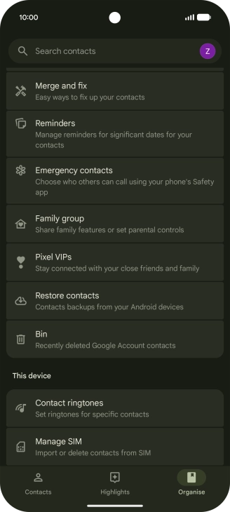 Press Manage SIM. Press Manage SIM.