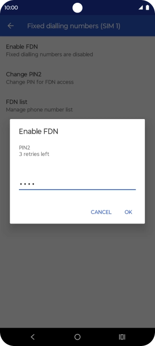 Key in your PIN2 and press OK. The default PIN2 is 1111.