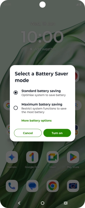 Press Turn on to turn on the function. Press Turn on to turn on the function.
