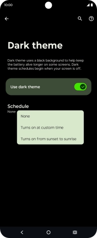 Press the required setting to turn the function on or off.