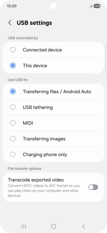 Press Transferring files / Android Auto.