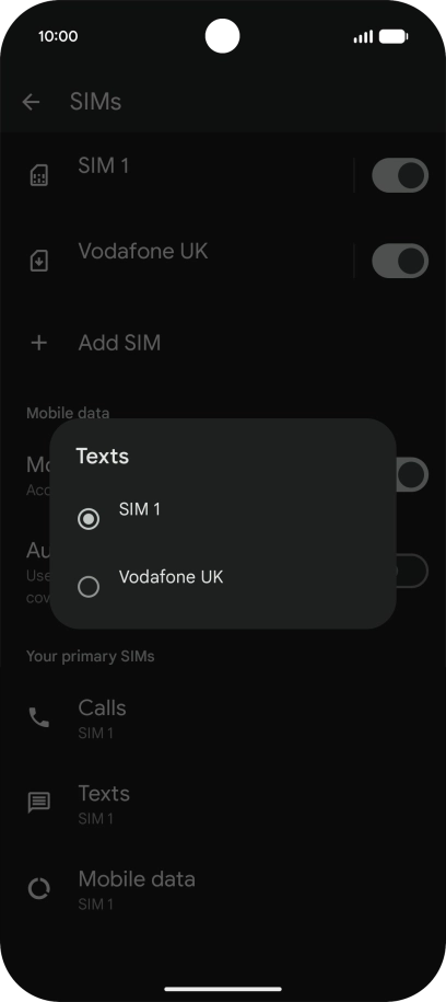 Press the required SIM.