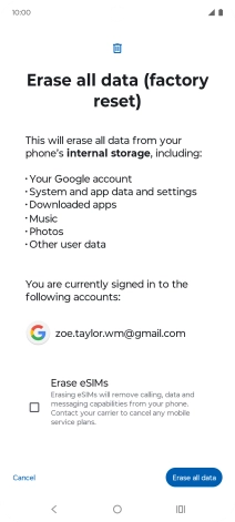 Press Erase all data.