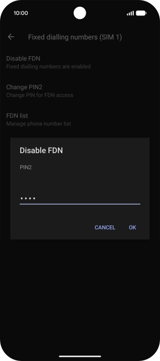 Key in your PIN2 and press OK. The default PIN2 is 1111.