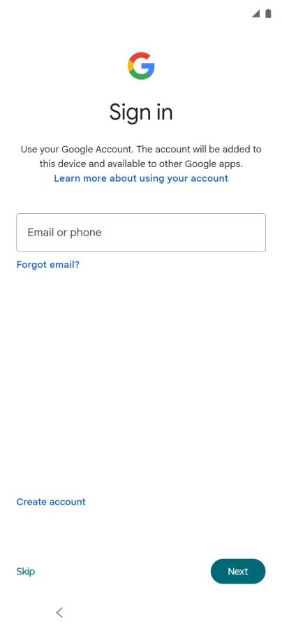 When this screen is displayed, your phone is ready to restore content from a Google One backup.