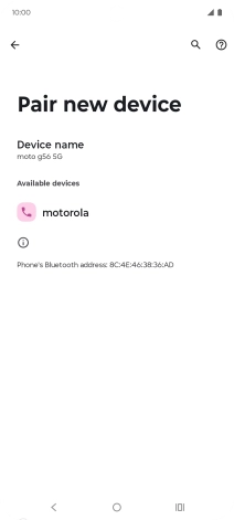 Press the required Bluetooth device and follow the instructions on the screen to pair the device with your phone.