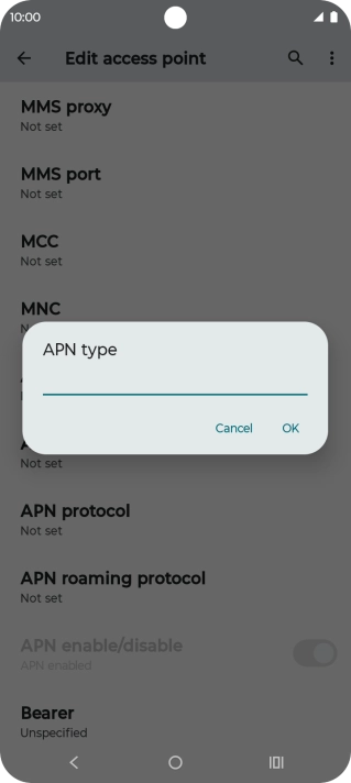 Key in default and press OK.