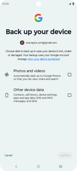 Press the fields next to the required data types to select them.