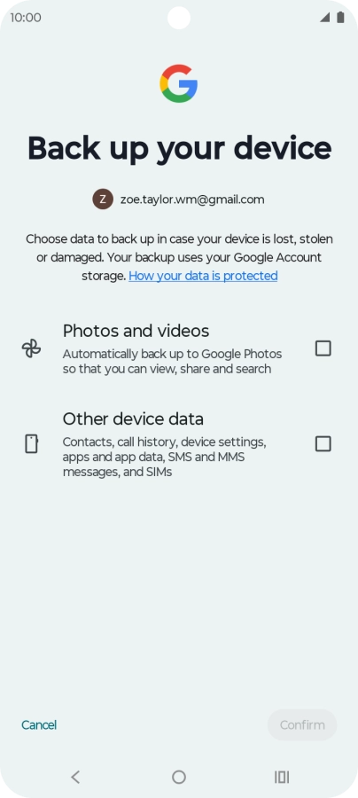 Press the fields next to the required data types to select them.