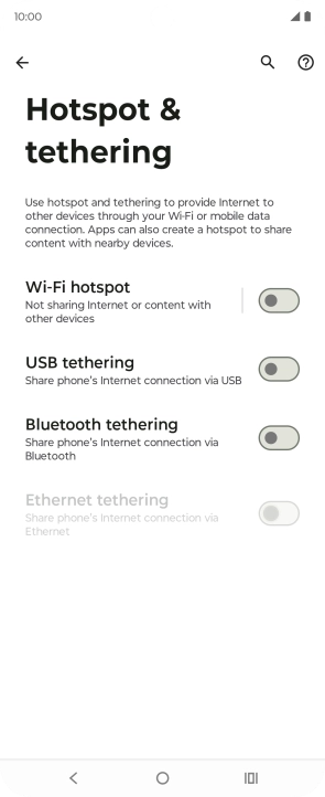 Press Wi-Fi hotspot. Press Wi-Fi hotspot.