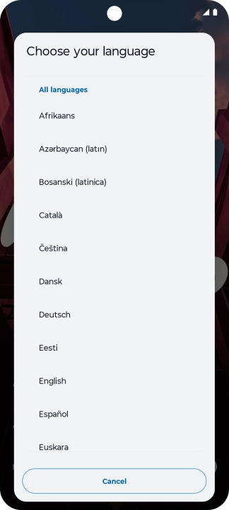 Press the required language.