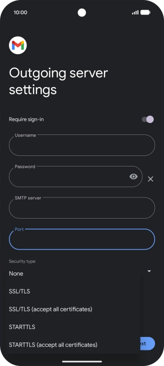 Press SSL/TLS. Press SSL/TLS.