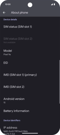 Your phone's software version is displayed below Android version.