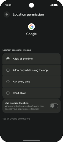 Press the required setting.