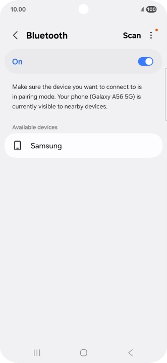 Press the required Bluetooth device and follow the instructions on the screen to pair the device with your phone.