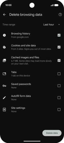 Press the fields next to the required data types. Press the fields next to the required data types.