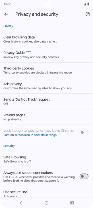 Press Clear browsing data.