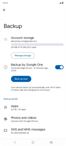 Press Back up now and wait while the phone memory is backed up.