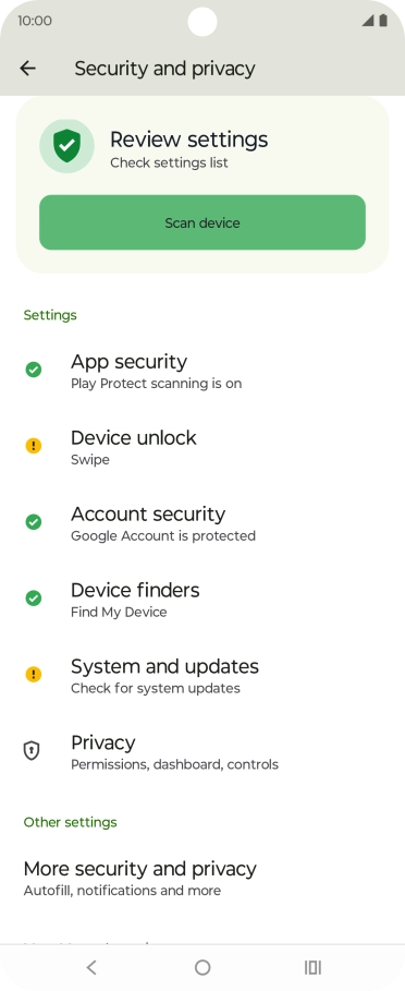 Press More security and privacy.