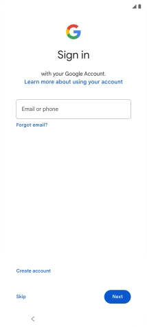 Press Email or phone and key in the username for your Google account.