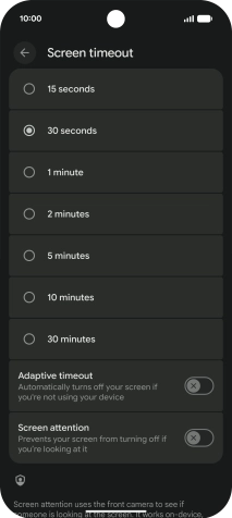 Press the required setting.
