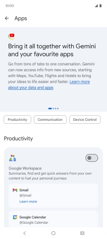 Press the indicator next to the required extension to turn on the function.