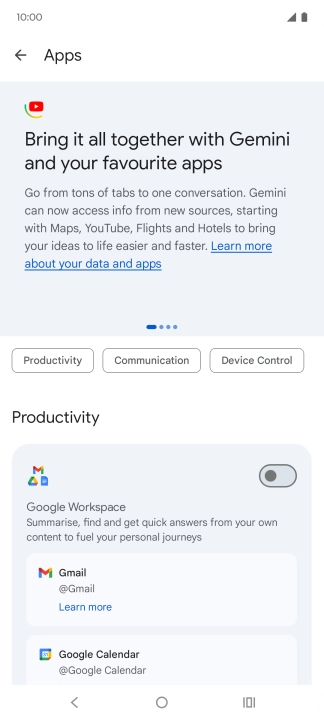 Press the indicator next to the required extension to turn on the function.