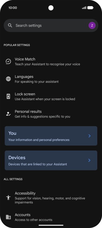 Press Voice Match and follow the instructions on the screen to turn automatic activation of Google Assistant on or off.