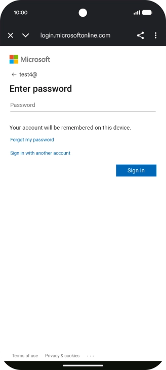 Press Password and key in the password for your email account. Press Password and key in the password for your email account.