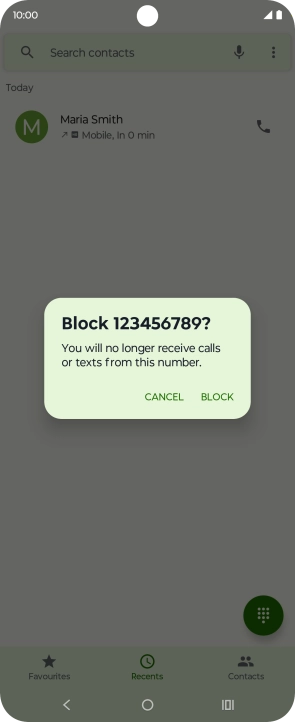 Press BLOCK to block the number. Press BLOCK to block the number.