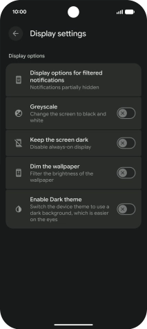 Press the required setting to turn display of the selected notification types on or off. Press the required setting to turn display of the selected notification types on or off.
