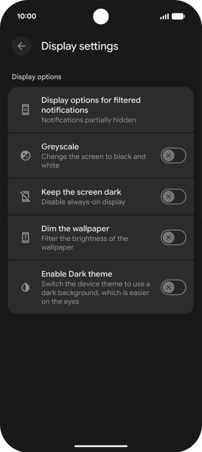 Press the required setting to turn display of the selected notification types on or off. Press the required setting to turn display of the selected notification types on or off.