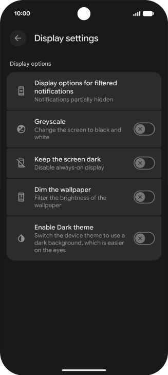 Press the required setting to turn display of the selected notification types on or off. Press the required setting to turn display of the selected notification types on or off.