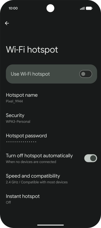Press Hotspot password and key in the required password.