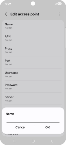 Key in Vodafone Internet and press OK.