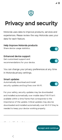 Press the indicators next to the required settings to select them.