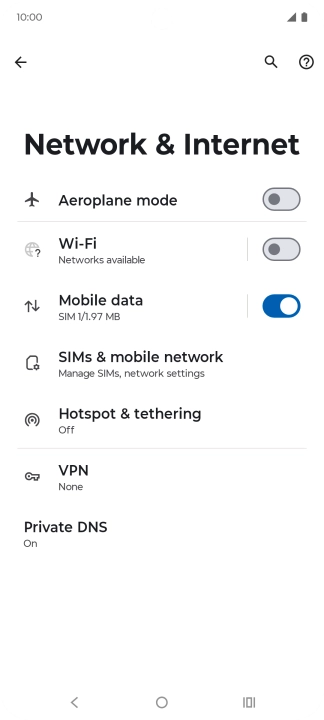 Press SIMs & mobile network.