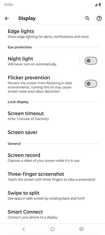 Press Screen timeout.
