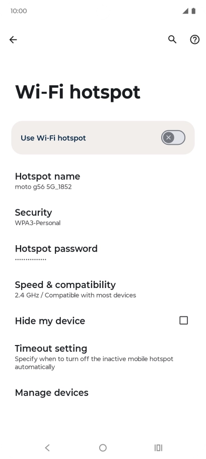 Press Hotspot password.