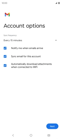 If this screen is displayed, you email account has been recognised and set up automatically. Follow the instructions on the screen to key in more information and finish setting up your phone.