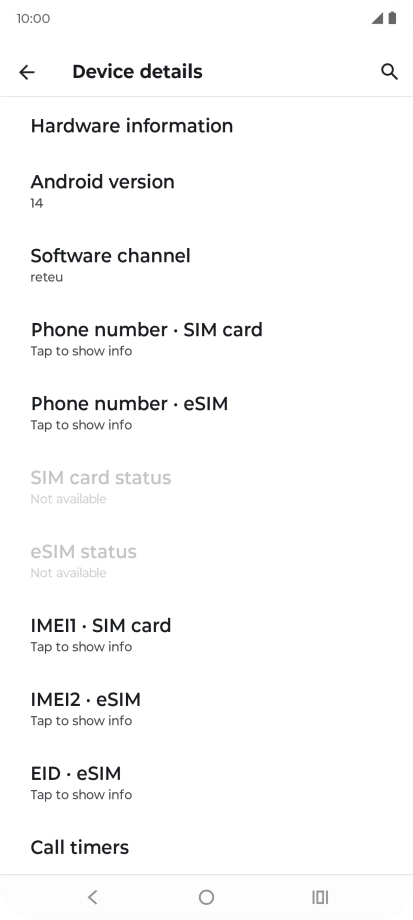 Your phone's EID number is displayed below EID.