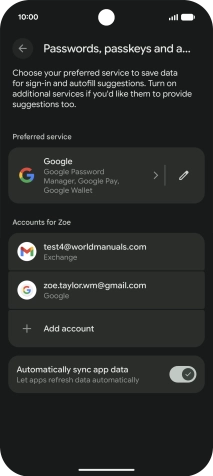 Press the required email account. Press the required email account.