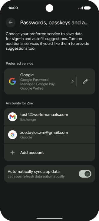 Press the required email account. Press the required email account.